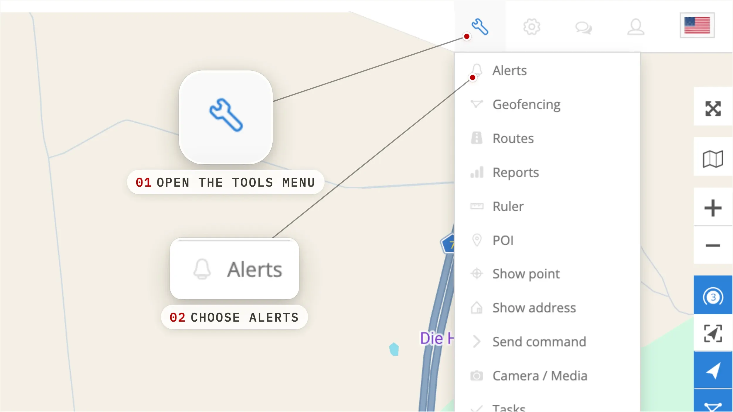 Open Alerts from the Tools menu — step 1