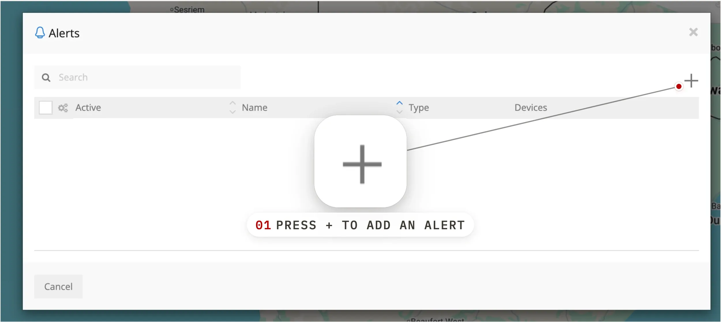 Add a new alert — step 2