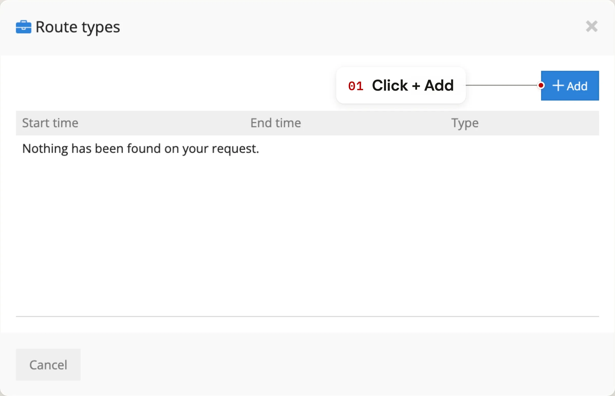 Add a new route-type entry — step 3